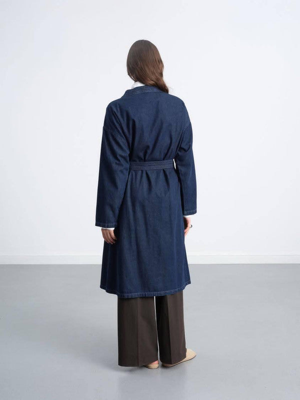 Oversized Belted Denim Duster