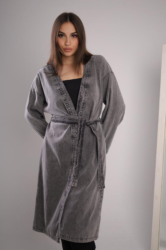 Oversized Belted Denim Duster